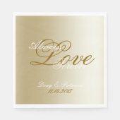 Serviette En Papier Chic Gold Cream Love Toujours Mariage (Devant)