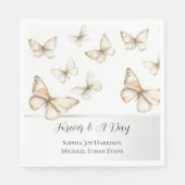 Serviette En Papier Chic Gold Cream White Butterflies Wedding  (Devant)
