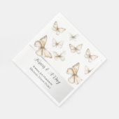 Serviette En Papier Chic Gold Cream White Butterflies Wedding  (Coin)