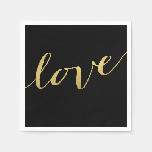 Serviette En Papier Chic Gold Love Napkins (Devant)