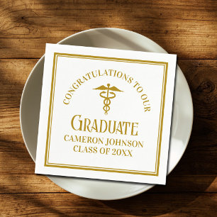 Serviette En Papier Chic Gold Médicale School Graduation Party