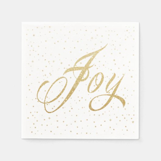 Serviette En Papier Chic Gold & White Sparkles Joie Noël (Devant)