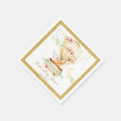 Serviette En Papier Chic Green Hot Air Balloon Bébé Animaux Neutral (Coin)