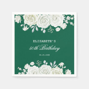 Serviette En Papier Chic Green Pastel Blanc Rose vert Anniversaire