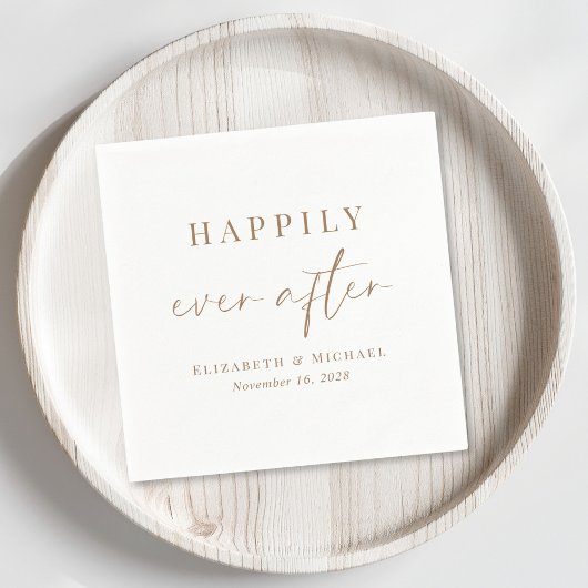 Serviette En Papier Chic Happily Ever After Script Mariage Or