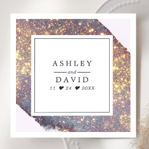 Serviette En Papier Chic Iridescente Purple Gold Parties scintillant M