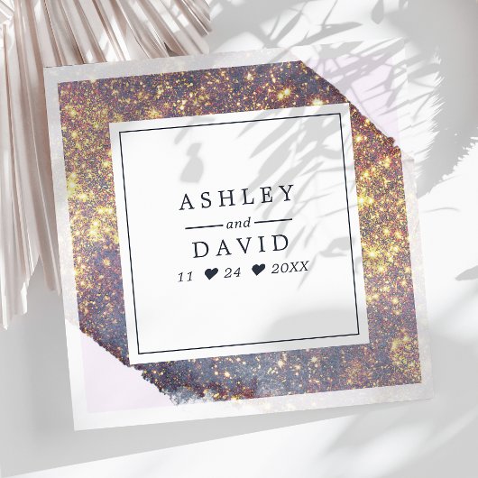 Serviette En Papier Chic Iridescente Purple Gold Parties scintillant M