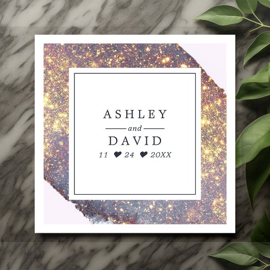 Serviette En Papier Chic Iridescente Purple Gold Parties scintillant M