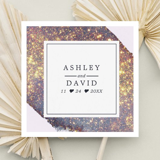 Serviette En Papier Chic Iridescente Purple Gold Parties scintillant M