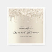 Serviette En Papier Chic Ivory Paillet Goutte Script Enterrement de Vi (Devant)