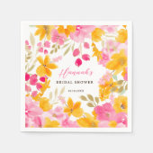 Serviette En Papier Chic joli jaune rose de l'aquarelle (Devant)