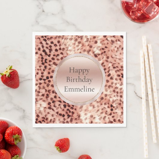 Serviette En Papier Chic Joli Rose Gold Leopard (En situation)