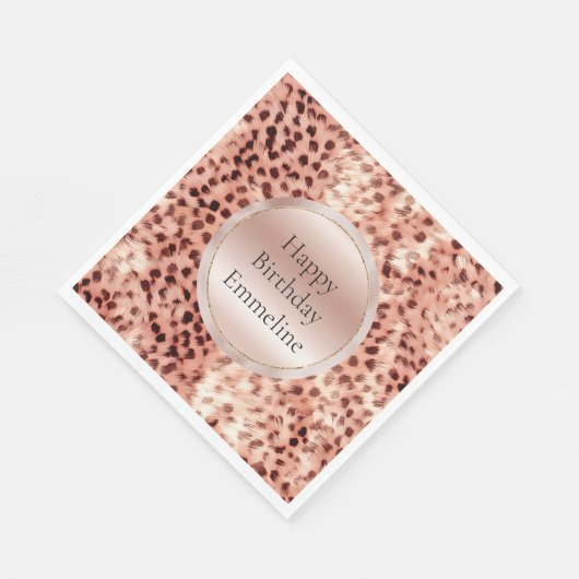 Serviette En Papier Chic Joli Rose Gold Leopard (Coin)