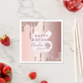 Serviette En Papier Chic Joyeux Anniversaire Rose Parties scintillant  (En situation)