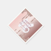 Serviette En Papier Chic Joyeux Anniversaire Rose Parties scintillant  (Coin)