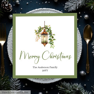 Serviette En Papier Chic Lanterne de Noël Bohème Rustique pour Dîner