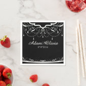 Serviette En Papier Chic lustre Floral Mariage noir (En situation)