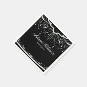Serviette En Papier Chic lustre Floral Mariage noir (Coin)