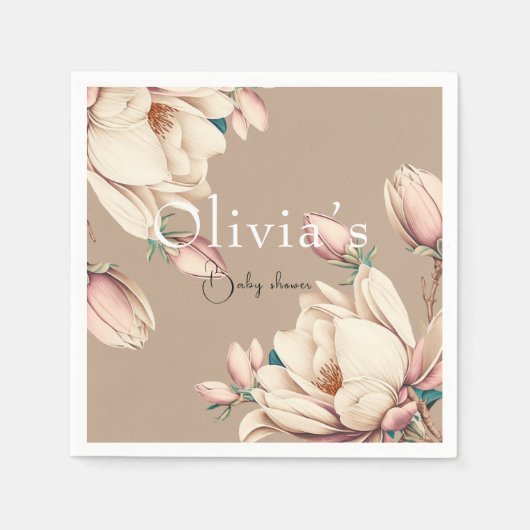 Serviette En Papier chic magnolia floral (Devant)