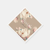 Serviette En Papier chic magnolia floral (Coin)