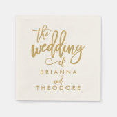 Serviette En Papier Chic Mariage d'or lettres main (Devant)