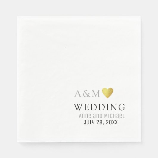 Serviette En Papier chic mariage élégant amour serviettes coeur (Devant)