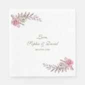 Serviette En Papier Chic Marsala Maroon Floral Mariage (Devant)