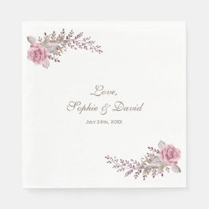 Serviette En Papier Chic Marsala Maroon Floral Mariage