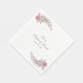 Serviette En Papier Chic Marsala Maroon Floral Mariage (Coin)