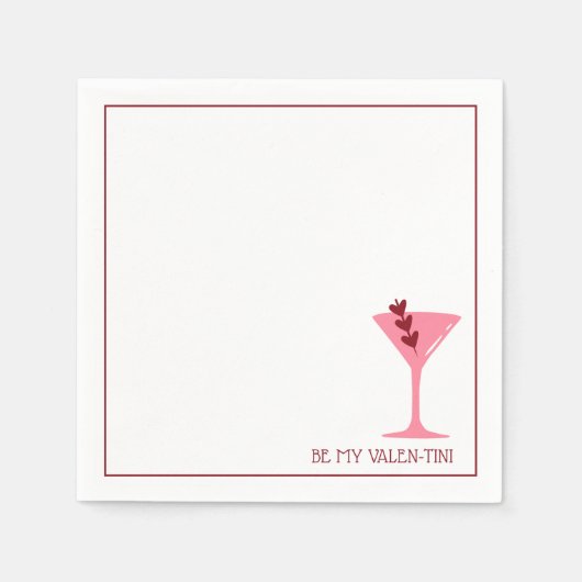 Serviette En Papier Chic Martini Saint Valentin Cocktail rose et rouge (Devant)