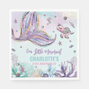 Serviette En Papier Chic Mermaid Queue Under the Sea Birthday Party