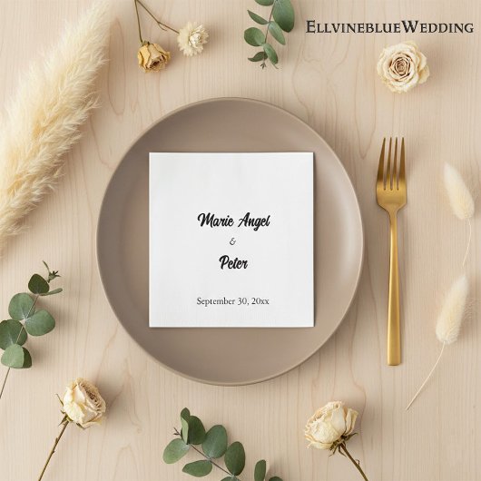 Serviette En Papier Chic Minimalist Typography Wedding