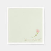 Serviette En Papier Chic Mint Green & Blush Rose | Serviettes blanches (Devant)