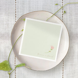 Serviette En Papier Chic Mint Green & Blush Rose   Serviettes blanches