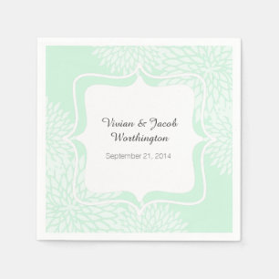 Serviette En Papier Chic Mint vert et blanc Mariage floral Napkin
