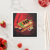 Serviette En Papier Chic Modern Elegant Black & Red Sushi Party Event (En situation)