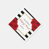 Serviette En Papier Chic Moderne Luxe Mariage Collection - Roses rouge (Coin)