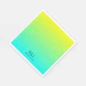 Serviette En Papier chic moderne turquoise jaune vert ombre mariage (Coin)