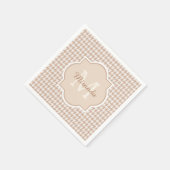 Serviette En Papier Chic Monogramme Houndstooth Brown Avec Nom (Coin)