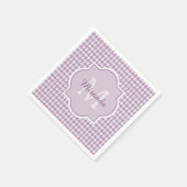 Serviette En Papier Chic Monogramme Lumière Purple Houndstooth Avec No (Coin)