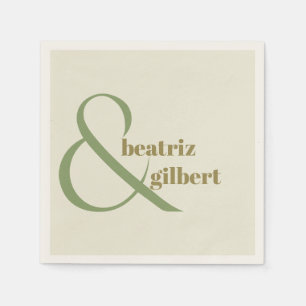 Serviette En Papier Chic Moss et Olive Green Monogramme Mariage modern