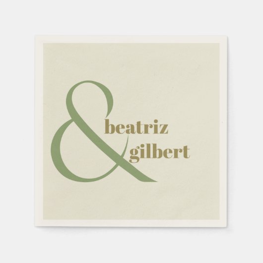 Serviette En Papier Chic Moss et Olive Green Monogramme Mariage modern (Devant)