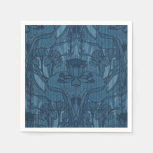 Serviette En Papier Chic motif botanique Art nouveau Iris bleu