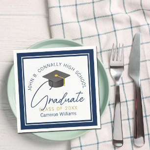 Serviette En Papier Chic Navy Blue Modern Graduation Party