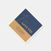 Serviette En Papier Chic Navy et Or Bon Appétit Script Anniversaire  (Coin)