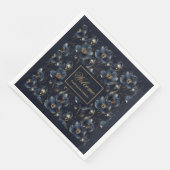 Serviette En Papier Chic Navy Gold Napkins Elegant Custom Gift Design (Coin)