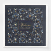 Serviette En Papier Chic Navy Gold Napkins Elegant Custom Gift Design (Devant)