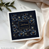 Serviette En Papier Chic Navy Gold Napkins Elegant Custom Gift Design