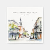 Serviette En Papier Chic New Orleans Louisiana Mariage aquarelle (Devant)