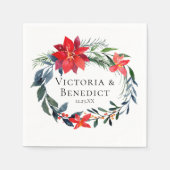 Serviette En Papier Chic Noël Poinsettia Floral Mariage Wreath (Devant)